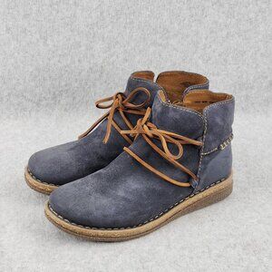 Born Calyn Boots Womens 10 Blue Suede Leather Ankle Chukka Booties Distressed